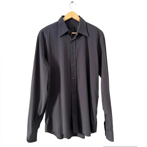 Prada Men’s Slim Fit Stretch Button-Up Shirt Dark Gray 42 (16.5) Made in Italy - Picture 12 of 12